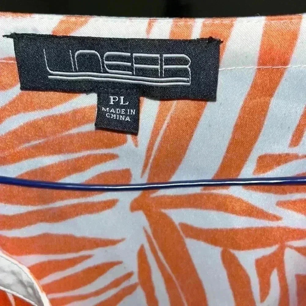 Linear LP Orange & White Palm Leaf Zebra Striped Jacket Size Large Petite - Picture 3 of 4